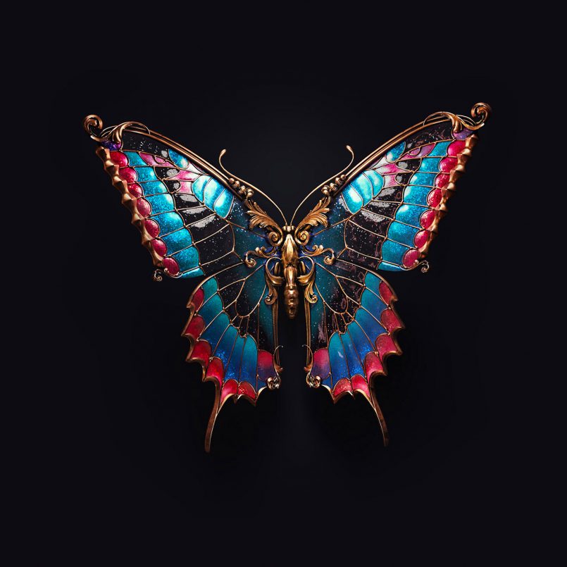 Arte borboleta com asas abertas.