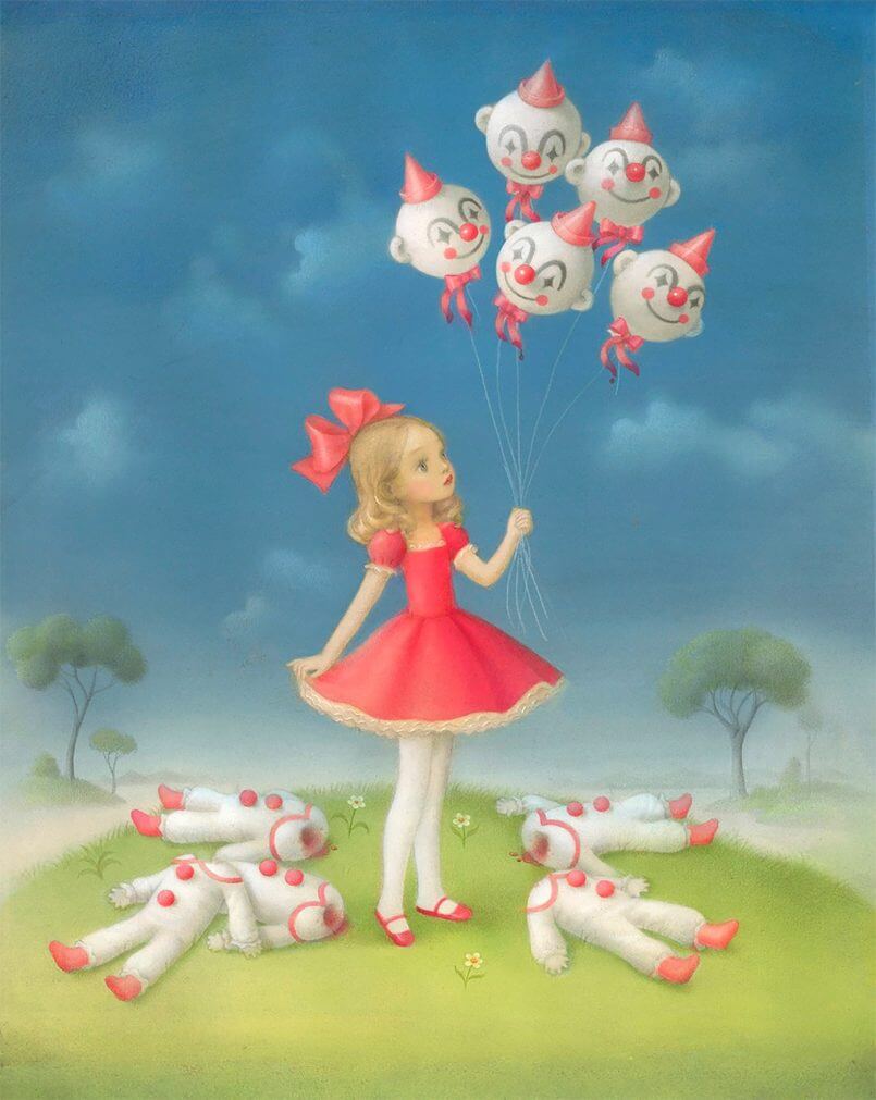 jogando balões  por Nicoletta Ceccoli