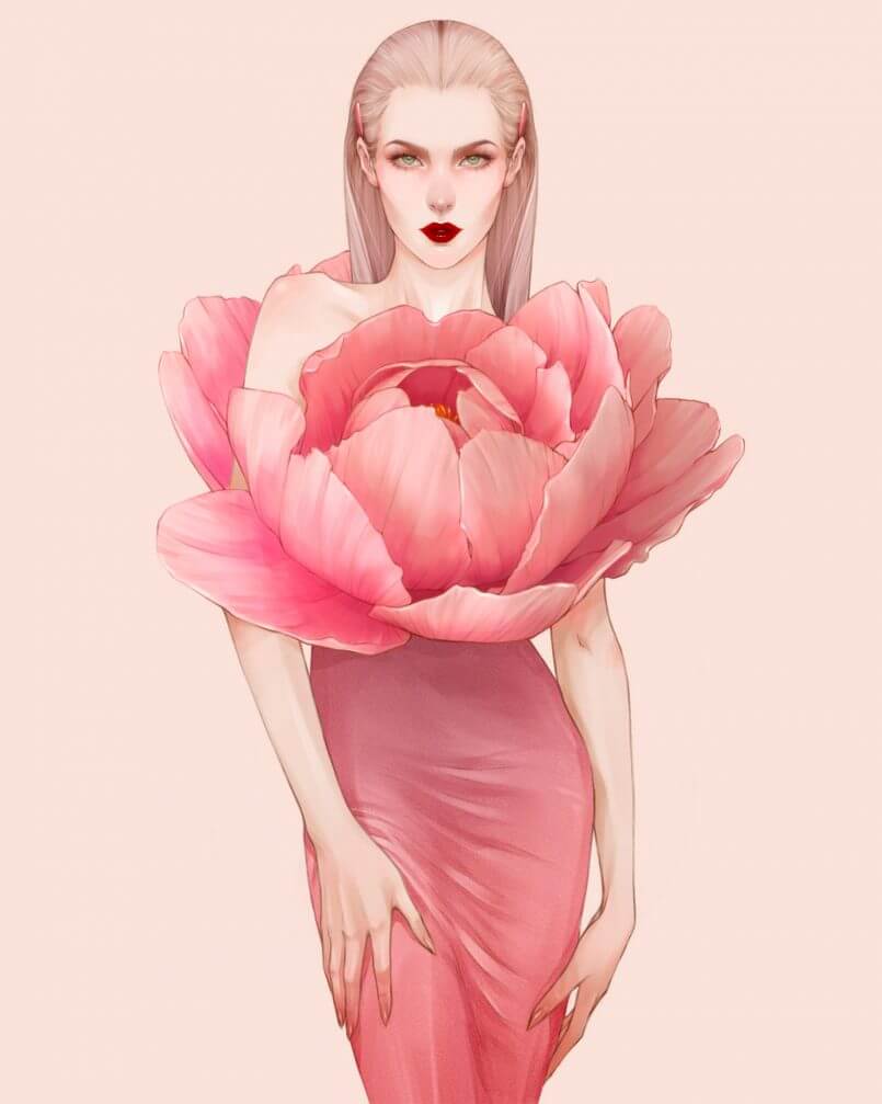 lindo vestido rosa  por Alex Tang