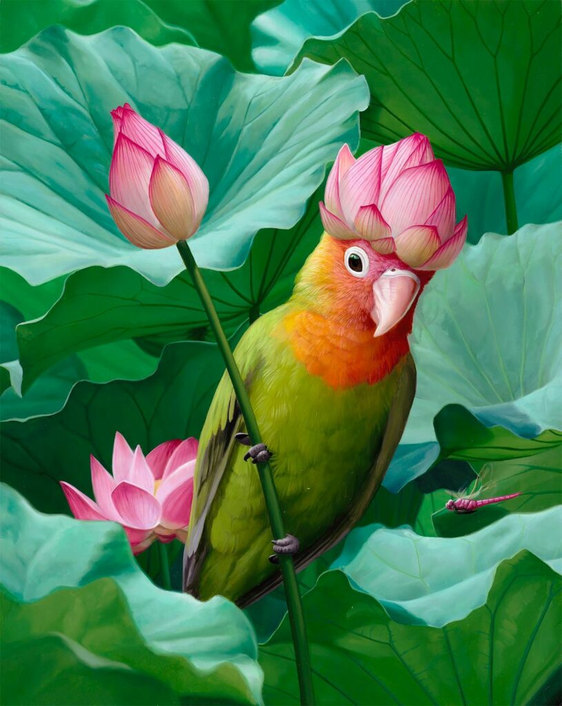 papagaio ouriçado Arte de Jon Ching