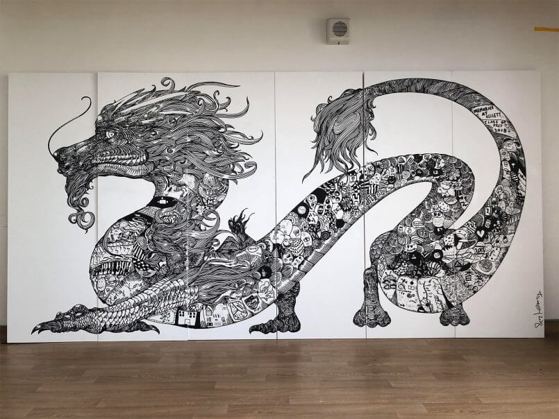 dragão na parede por Kristopher Ho