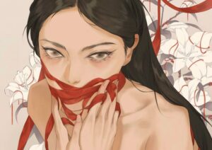 ah é gata Ilustrações poderosas por Zhijun He, chamada "Blade in Crimson" que é uma série instigante que retrata as lutas e desafios experimentados pelas mulheres chinesas em uma sociedade patriarcal.